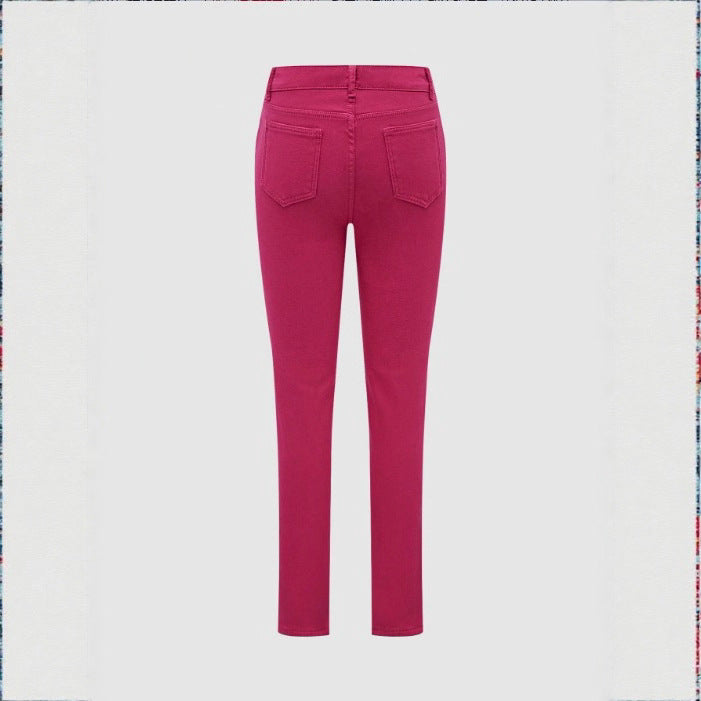 Women High-waisted Thermo-Sculpting Skinny Jeans with Fleece Lining and Shaping Stretch Band Fashion Glam