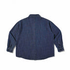 Unisex Boxy Denim Overshirt in Worker Look with Patch Pockets and Rounded Hem Fashion Glam