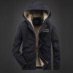 Men's Hooded Canvas Parka with Teddy Lining and Windproof Front Fashion Glam
