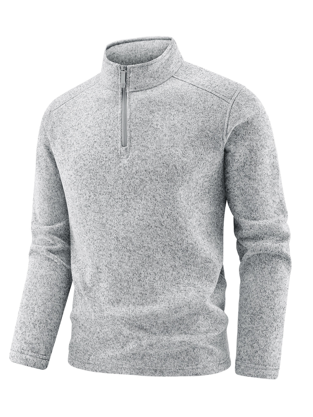Men's Thermal Knit Fleece Pullover with Half Zip and Stand-up Collar Fashion Glam