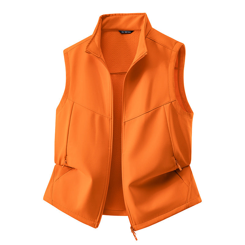 Women's Sleeveless Softshell Vest with Stand-Up Collar, Stretch Lining and Two-Way Zipper Fashion Glam