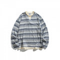 Unisex Striped Oversized Sweater with V-Inset and Layered Look Fashion Glam