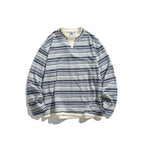 Unisex Striped Oversized Sweater with V-Inset and Layered Look Fashion Glam