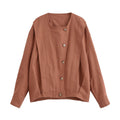 Women's Boxy Transitional Jacket with Round Neck, Decorative Stitching and Visible Button Placket Fashion Glam