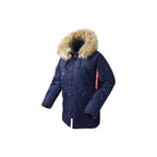 Men's longer insulated parka with faux fur hood and thermal padding Fashion Glam