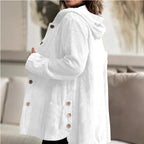 Women's Long Hooded Knitted Cardigan with Ribbed Texture, Button Placket and Side Pockets Fashion Glam