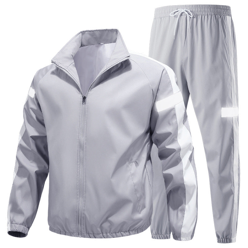 Men's sporty tracksuit set with zip jacket, jogging pants, and reflective inserts Fashion Glam