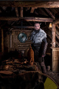 Men's historically inspired faux fur shoulder cape with leather straps Fashion Glam