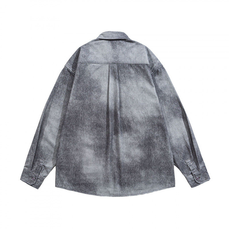 Unisex Oversize Cotton Shirt with Washed Effect and Patch Chest Pocket Fashion Glam