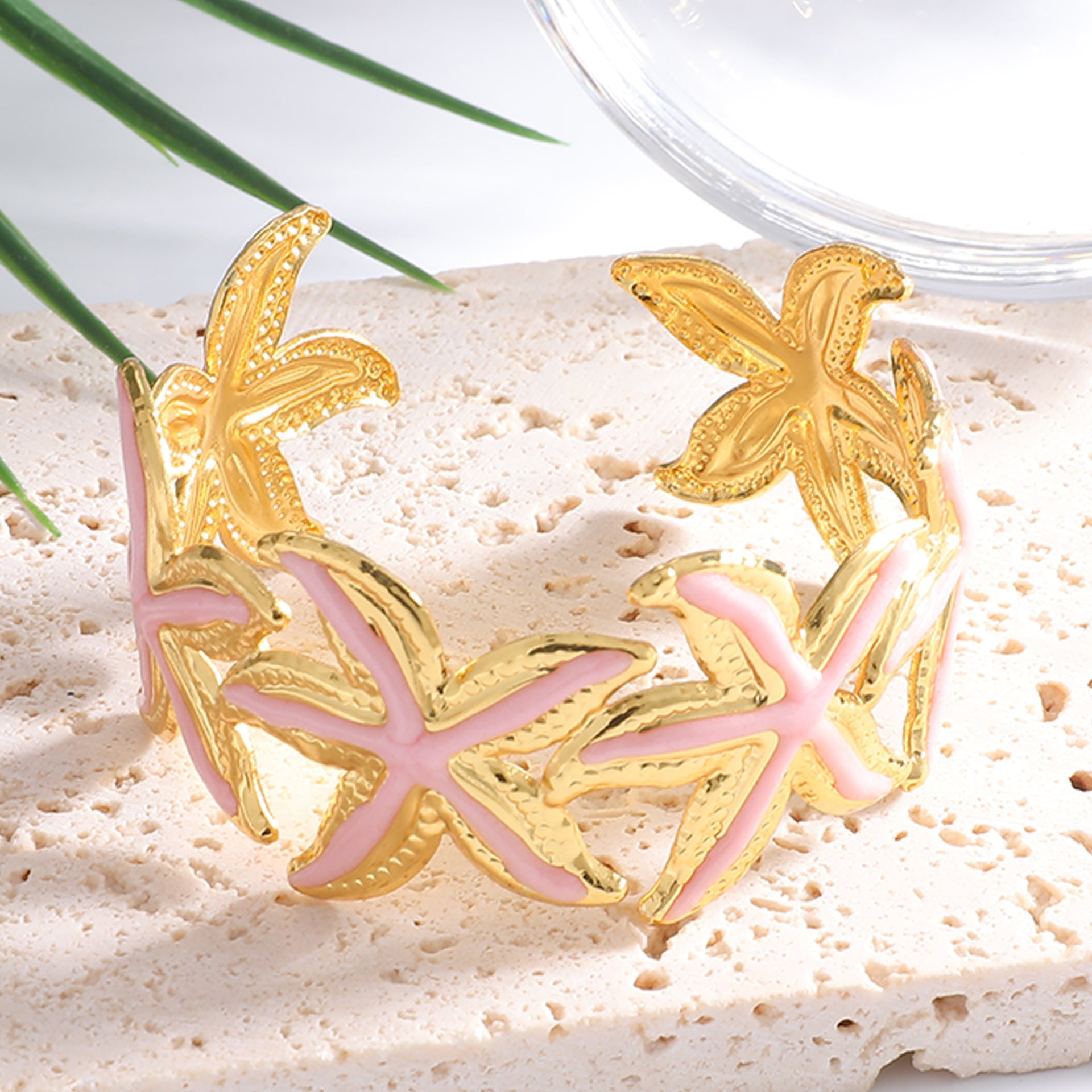 Ladies Open Cuff Bracelet with Expressive Star Motif Fashion Glam