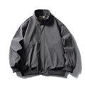 Men's Boxy Bomber Jacket with Stand-Up Collar, Concealed Snap Button Placket, and Elastic Ribbed Cuffs Fashion Glam