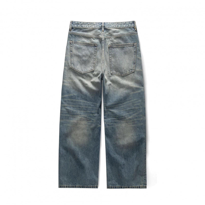 Women's Loose-Fit Straight-Leg Jeans with High Waist and Vintage Wash Fashion Glam