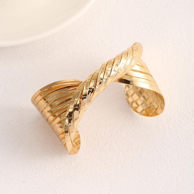 Ladies Open Bangle with Artistic Fold Design Fashion Glam