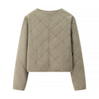 Women’s short quilted jacket with diamond quilting, full zip and integrated pockets Fashion Glam