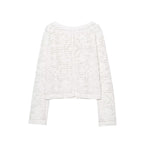 Women's Crocheted Short Jacket in Boucle Look with Decorative Buttons and Patch Pockets Fashion Glam