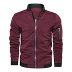 Men's Lightweight Bomber Jacket with Arm Pocket, Zipper and Ribbed Hem Fashion Glam