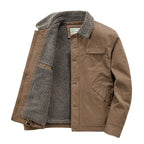 Men's insulated canvas work jacket with sherpa lining and shirt collar Fashion Glam
