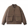 Unisex Short-Cut Utility Bomber Jacket with Large Front Pockets and Sleeve Organizer Fashion Glam