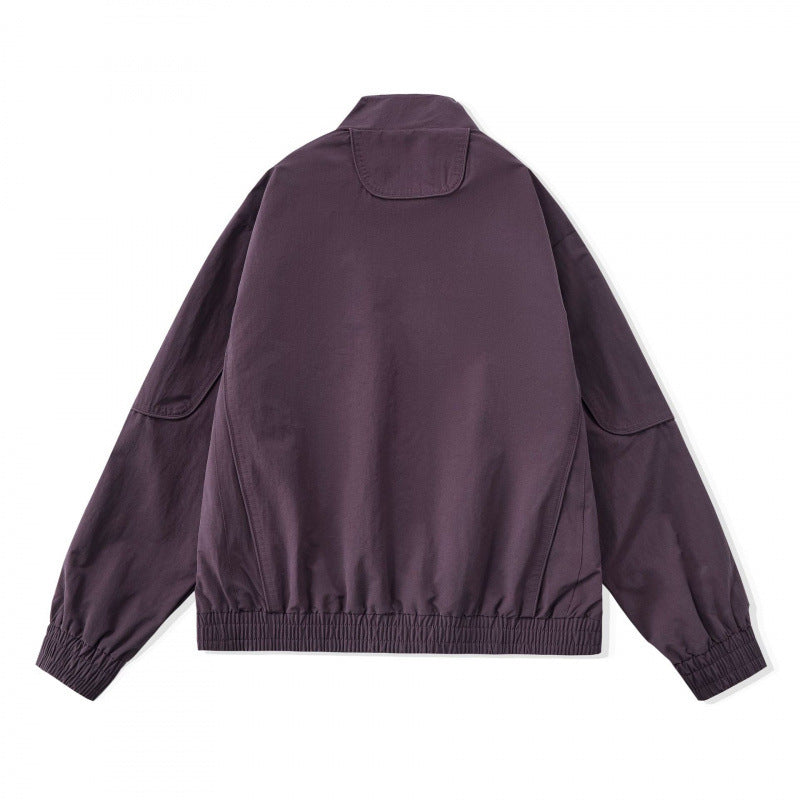 [Unisex] Lightweight Boxy Transitional Jacket with Stand Collar, Raglan Sleeves, and Zipper Pockets Fashion Glam