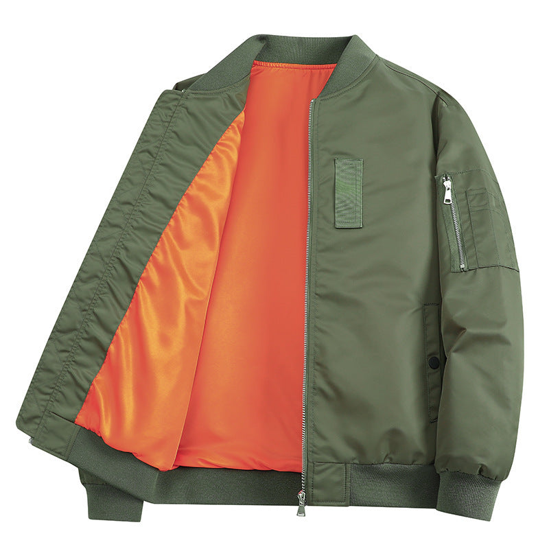 Men's Lightweight Flight Bomber Jacket with Water-Repellent Shell and Contrast Lining Fashion Glam