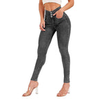 Women High-Waisted Sculpting Skinny Jeans with Waist-Shaping V-Waistband and Push-Up Effect Fashion Glam