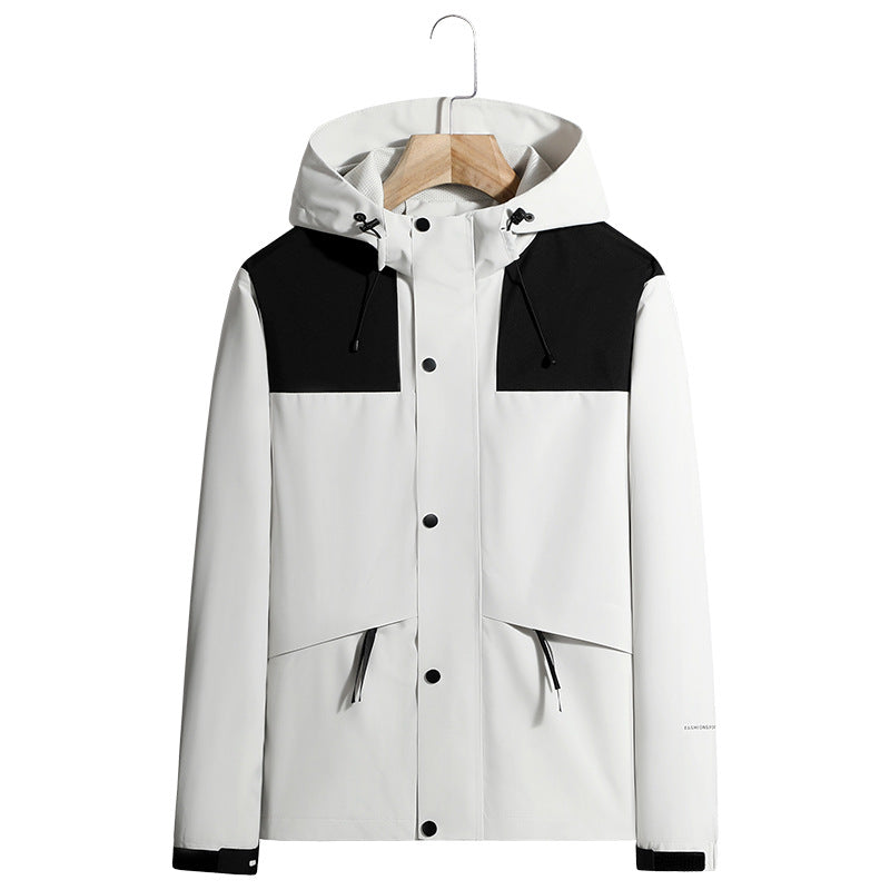 Men's Lightweight Water-Repellent Hooded Softshell Jacket with Concealed Press Stud Placket and Drawstring Fashion Glam