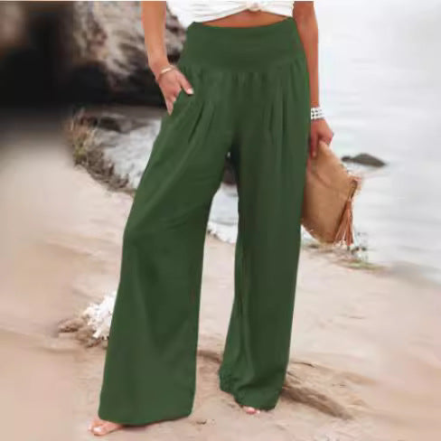 Airy women's pants with elastic waistband and wide-cut legs – Fashion Glam