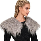Ladies' shoulder stole made of long-fiber artificial fur with dramatic shaggy collar Fashion Glam