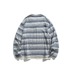 Unisex Striped Oversized Sweater with V-Inset and Layered Look Fashion Glam