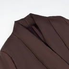 Women's Short Quilted Tailored Quilted Jacket with Shawl Collar and Tie Belt Fashion Glam