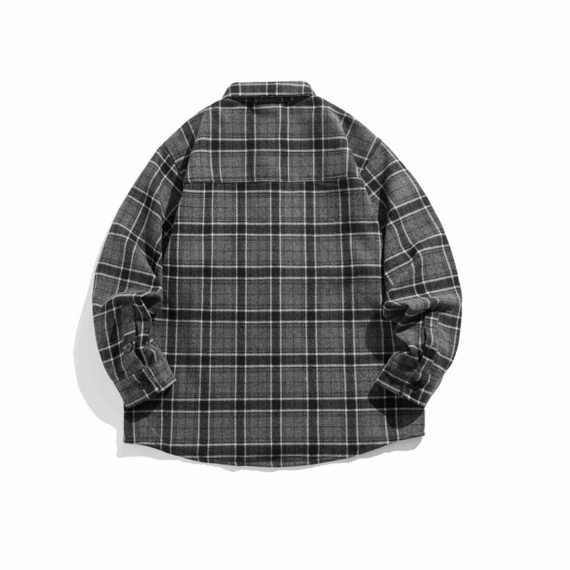 Unisex Boxy Flannel Overshirt with Chest Pocket Fashion Glam