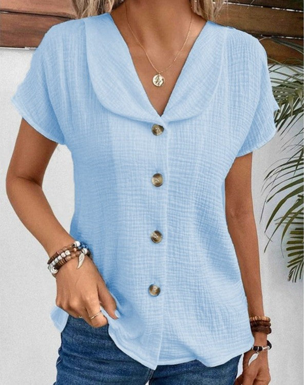 Ellen - Top with collar and buttons