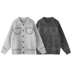 Unisex Oversize Cardigan in Shirt Jacket Look with Collar, Patch Breast Pockets and Fringe Trim Fashion Glam