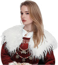 Ladies feather-trimmed shoulder stole in capelet style with soft faux fur collar Fashion Glam