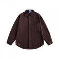 Unisex Oversized Velvet Shirt Jacket with Chest Pocket and Continuous Button Placket Fashion Glam