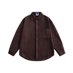 Unisex Oversized Velvet Shirt Jacket with Chest Pocket and Continuous Button Placket Fashion Glam