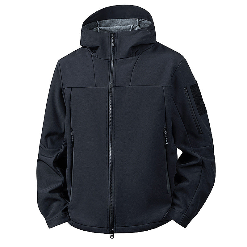 Men's wind and water-repellent softshell jacket with hood and tactical pockets Fashion Glam