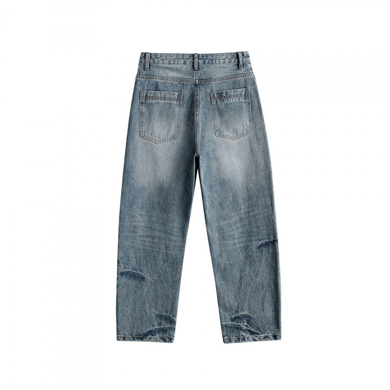 Women's Loose High-Waist Straight-Leg Vintage Jeans with Used Wash and Subtle Distressed Details Fashion Glam