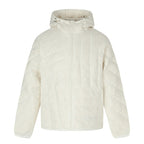 Unisex Short cut quilted hooded jacket with diagonal quilting and elastic hem Fashion Glam