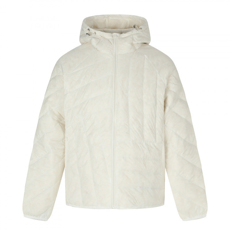 Unisex Short cut quilted hooded jacket with diagonal quilting and elastic hem Fashion Glam