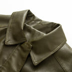 Women's Oversize Faux Leather Blouson with Elastic Hem, Slanted Zipper Chest Pocket and Zipper Sleeves Fashion Glam