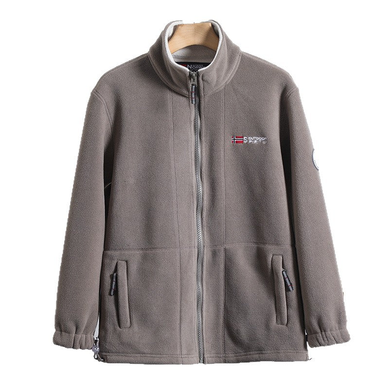 Men's microfleece quilted jacket with stand-up collar, elastic cuffs and concealed side pockets Fashion Glam