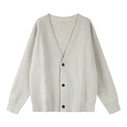 Unisex Boxy-Bulky-Knit-Cardigan with V-Neck, Button Placket and Raglan Sleeves Fashion Glam