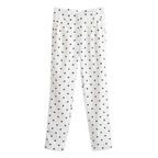 Women's high-waisted tapered fabric pants with polka dot print and elegant waistband processing Fashion Glam