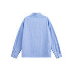 Women's oversized shirt with fine pinstripes, chest pocket, and classic Kent collar Fashion Glam