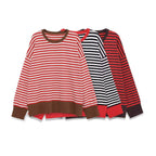 Women's Striped Oversized Sweater with Contrast Cuffs Fashion Glam