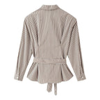 Women Tailored Shirt Dress with Check Pattern and Tied Belt Fashion Glam