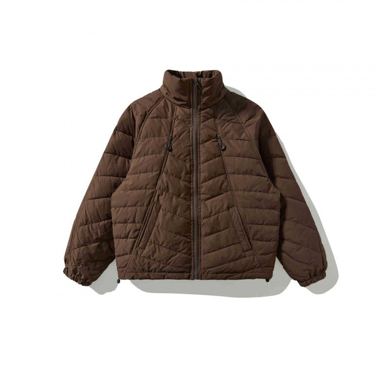 Unisex Padded Quilted Jacket with High Collar, Drawstring Hem and Elastic Cuffs Fashion Glam