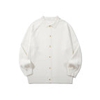 Unisex Boxy Knit Cardigan with Shirt Collar, Raglan Sleeves and Ribbed Hems Fashion Glam