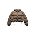 Women's short quilted winter jacket in cropped style with high stand-up collar Fashion Glam